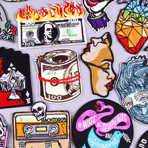 Money Embroidery Patch Punk Iron On Patches For Clothing Thermoadhesive Patches On Clothes Applique 