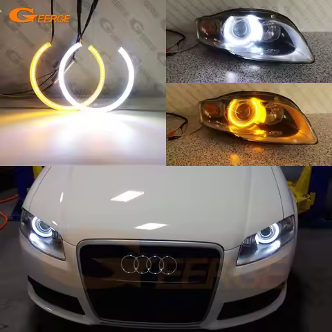 For Audi A3 8PA A4 S4 RS4 B7 Ultra Bright A/W Switchback Day Light Turn Signal Smd LED Angel Eyes Ki