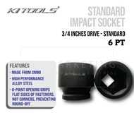 【3/4" x 17mm - 36mm】KI TOOLS IMPACT SOCKET 3/4 INCH DR. STD. LENGTH – 6PT / BOX SOCKET