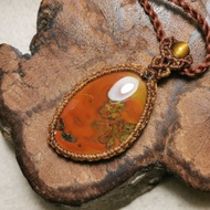 戰國紅瑪瑙-蠟線編織設計/項鍊可調長度