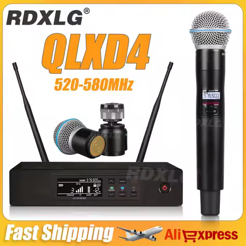 Top Quality！QLXD4 Professional Single Wireless Microphone Stage Performance 520-580MHz UHF Church Ka