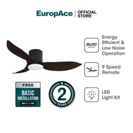 EuropAce Acestar 48" 3blades Ceiling Fan | ECF48H | Hugger w Light, High-Quality BLDC Motor