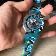GM-2100 series GM-2100SS blue Limited Street Graffiti Men's G-STEEL Sports Resin strap watch b864