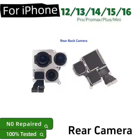 Rear Camera For iPhone 12 13 14 15 16 Pro Max Back Camera 13 Mini 14 15 Plus Parts Rear Main Lens Fl