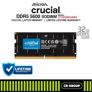 Crucial DDR5-5600 SODIMM Laptop RAM CL46 - 32GB /64GB (Limited Lifetime Crucial Warranty)