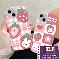 Casing Pink Cartoon Lattice iPhone 13 Pro Max 12 Pro Max 11 Pro Max X Xs Max XR 7 8 Plus 14