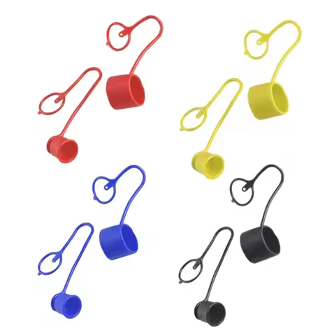 4Sets Flat-face Hydraulic Quick-connect Dust Cap Rubber PVC Dust Cap Coupler Set 1/4" 3/8" 1/2" Skid