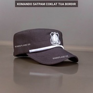 TOPI SECURITY COKLAT TOPI SATPAM PREMIUM MODEL KOMANDO TERBARU BORDIR LOGO TOPI MESH SATPAM