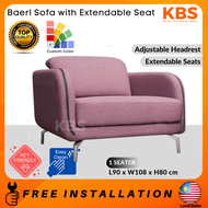 (FREE Installation+Shipping) KBS Baerl Adjustable Headrest + Extendable Seat / Cat Friendly Scratch-Resistant Fabric / 1 Seater Sofa / Pocket Spring Seat / 5 Yrs Warranty / L156 x W108 x H80 cm