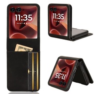 Luxury Skin Feel PU Leather Casing Motorola Moto Razr 70 60 Ultra / Razr60 5G Flip Cover Card Slots 