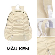 Balo đi học nữ cute local brand DKMV dù kháng nước - màu kem đen đựng vừa laptop 14inch Communi Back