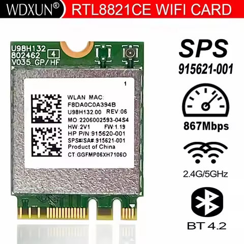 original RTL8821CE 802.11AC wifi wireless network card 433M BT 4.2 Bluetooth 915621-001 M09870-005