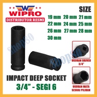 MATA Wipro Long Impact Shock Wrench Deep Sok Sock Socket Star 3/4 inch 3/4" 6PT Segi 6 19 20 21 22 2