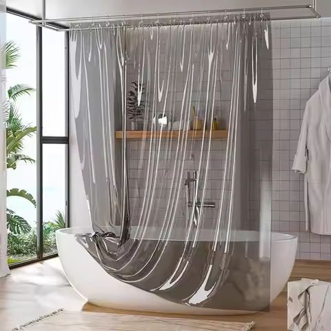 1pc PEVA Shower Curtain with 12 Rings, Non-Toxic Rust-Proof Grommets Frosted Heavy Duty 72x72 inch B