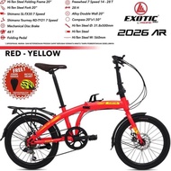 Sepeda lipat EXOTIC 20" 2026 AR DISC BRAKE Velg tinggi 4cm BONUS