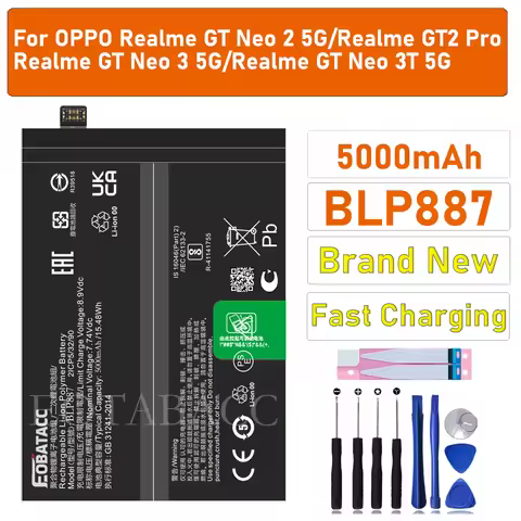 2025 EOTABACC 100% New Original BLP887 Battery For OPPO Realme GT Neo 2 5G/Realme GT2 Pro /Realme GT
