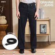 BARON - GRAHAM Jeans กางเกงยีนส์ผู้ชายทรงกระบอกผ้ายีนส์ดิบโทนเข้ม (Dark Indigo Denim)