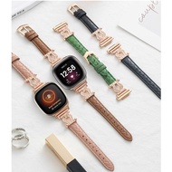 Elegant U Diamond Leather Watch Strap For Fitbit Versa 4 Strap fitbit sense 2 / Fitbit Versa 3 Strap