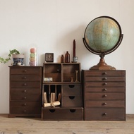 中古實木摺疊櫃 復古手賬收納櫃 多功能桌面整理