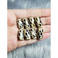 Tiny cute 9-eyed Dzi, hand-painted herbs, meaning of peace, Tibetan feng shui talent