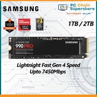 Samsung 990 PRO 1TB / 2TB PCIE Gen 4 M.2 2280 NVME SSD - Upto 7450Mbps / with DRAM Cache
