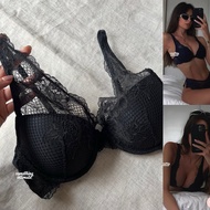 H&M MALVA IRIS Allover Lace Lightly Padded Underwired Plunger Bra / BH With Thin Foam Wire / Pushup 