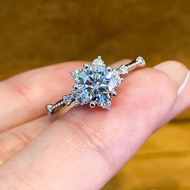 Light Luxury Rose Gold Starry Six-Claw Simulation Moissanite 1 Carat Snowflake High-End Proposal Dia
