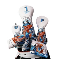 Golf Club Head Covers, PU Leather, Waterproof, Stretchable, Golf Headcovers for Driver, Hybrid, Putt