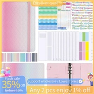 In stock-A6 Gradient Macaron Binder Hand Ledger Notebook Leather PU Loose-Leaf Book Cash Budget Book