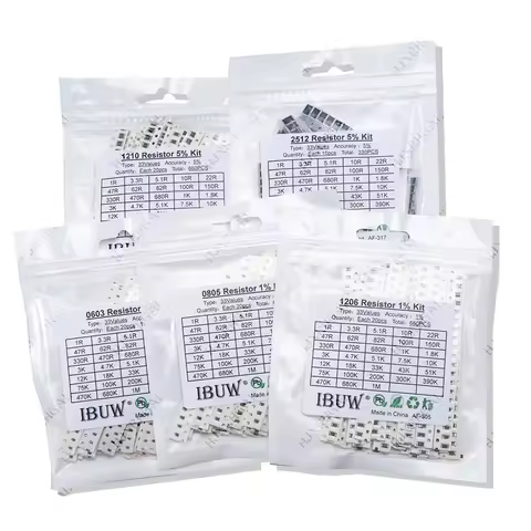 10/20/33/60/80 Values SMD Resistor Kit Assorted Kit 10ohm-1M ohm 5% 1% Sample Kit 0402 0805 0603 120