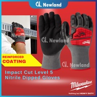 Milwaukee Glove / Impact Cut Level 5 Nitrile Dipped Gloves / S &amp; M Size (48-22-8980 &amp; 48-22-8981)