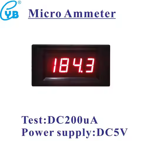 Micro Ampere Meter DC 200uA Current Meter LED Digital Ammeter DC Amp Panel Meter Supply Voltage DC5V