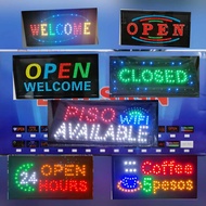 LED SIGNAGE LIGHT 48*25CM 220V LED DISPLAY BOARD SIGNAGE COFFEE, OPEN, CLOSED, PISO WIFI, GCASH, ELO