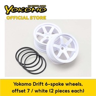 Yokomo Drift 6-spoke wheels, offset 7 / white (2 pieces each) for remote control car (TW-5313W7)