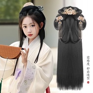 Children Hanfu Headdress Wig Bag Antique One-Piece Wei Jin Little Girl Braid Show Bun#wei88.3