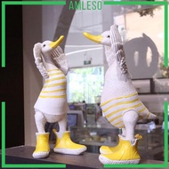 [Amleso] Duck Figurine Resin Duck Figurine Creative Cartoon Duck Decor Tabletop Duck Sculpture Resin