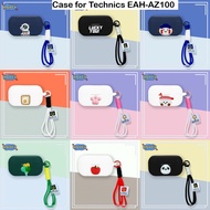For Technics EAH-AZ100 Protective Case Nylon Lanyard Soft Cover Cute Sushi Pattern Shells Washable H