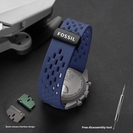 18mm 19mm 20mm 22mm Magnetic Silicone Watch Band for Fossil Smartwatch - Men's Breathable Waterproof