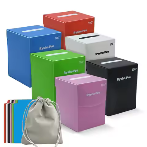 6 Pack PTCG Deck Boxes Holds 100+ Trading Card Games Storage Organizer Cases with 6 Dividers & Dice 