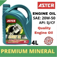 ASTER 20w-50 SJ/CF 4L Engine Oil Minyak Pelincir Minyak Hitam Kereta Proton Wira Saga Iswara Nissan 