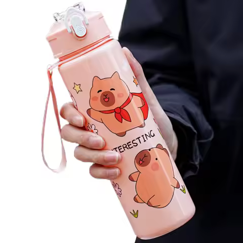 700ml Capybara Cute Water Cup with Straw & Handle Sports Water Bottle Large Capacity Kawaii Water Bo