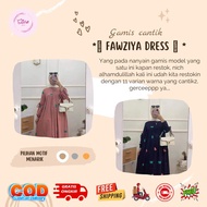 COD Ganis dress FAWZIYA DRESS baju one set wanita cewe kece Bahan Airflow Crinckle Embrodery elegan 