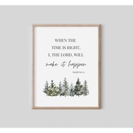 Isaiah 60:22 Bible Verse Wall Print, Christian Scripture Art with Watercolor Trees, Inspirational Ho