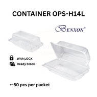 [+-50 pcs]OPS-H14L / Go-14L Plastic Tray With Lock Bekas Kuih Bakery Container Disposable