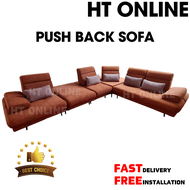 [HT ONLINE] Push Back Corner Sofa Velvet Fabric Push Back Mechanism System Big Corner Sofa Living Ro