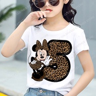 Minnie Mouse Children's T-shirt Disney Birthday 1 2 3 4 5 6 7 8 9 10 Kawaii Anime Cartoon Kid Boy Gi