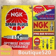 4Pcs NGK Spark Plug Vintage Metal Plate Rectangular Iron Painting Kit 30x20cm [boutique520.sg]