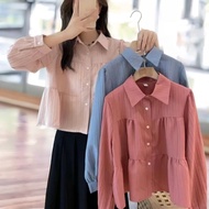 Baju raya 2023 S-XXL baju korean style women blouse Long Sleeve baju perempuan style blouse Ramadan 