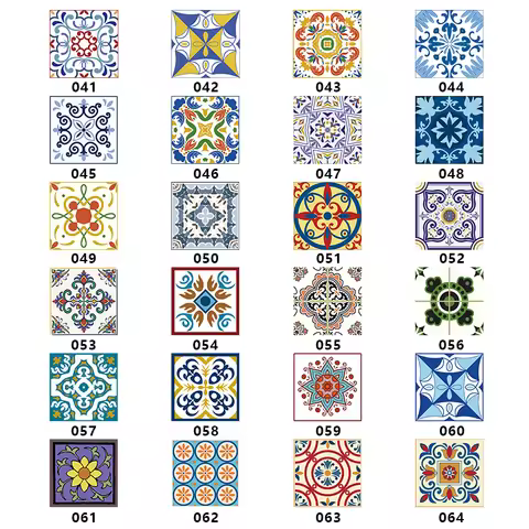 15pcs/set 8/10/12/15cm Bohemian Style Tiles Wall Sticker Table Bathroom Waist Line Art Mural Home De