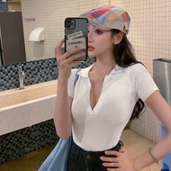 T-Shirt America v-Neck Low cut top Sexy Short Top Fashion Crop Tops Plus Size Top 30814